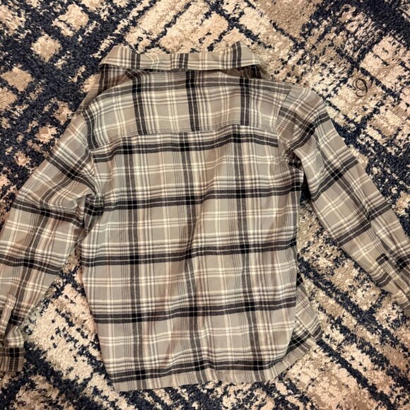 H&M Gray Plaid Flannel Shirt | Neutral Button Down - Picture 2 of 4